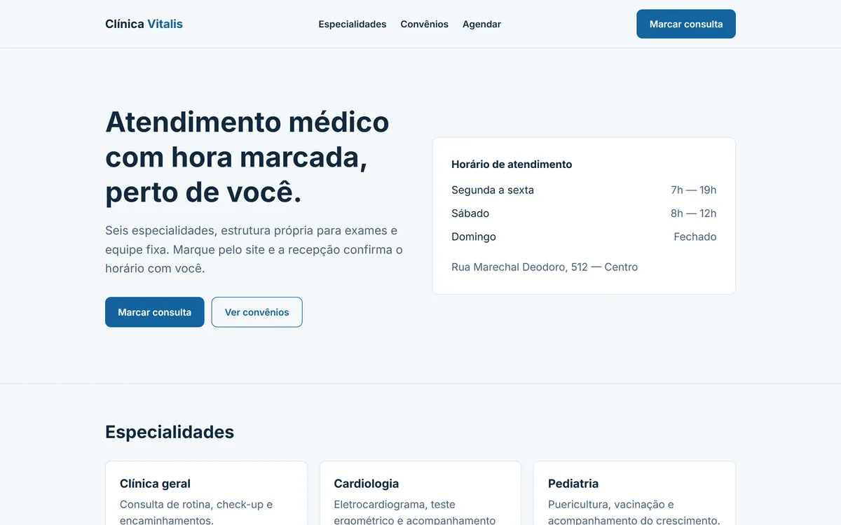 Prévia do site demonstrativo Clínica Vitalis